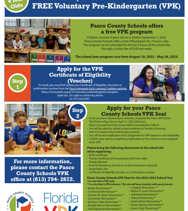 2022 – 2023 Pasco County Schools Voluntary VPK | Trinity Elementary School 2022 – 2023 Pasco County Schools Voluntary VPK | Trinity Elementary School